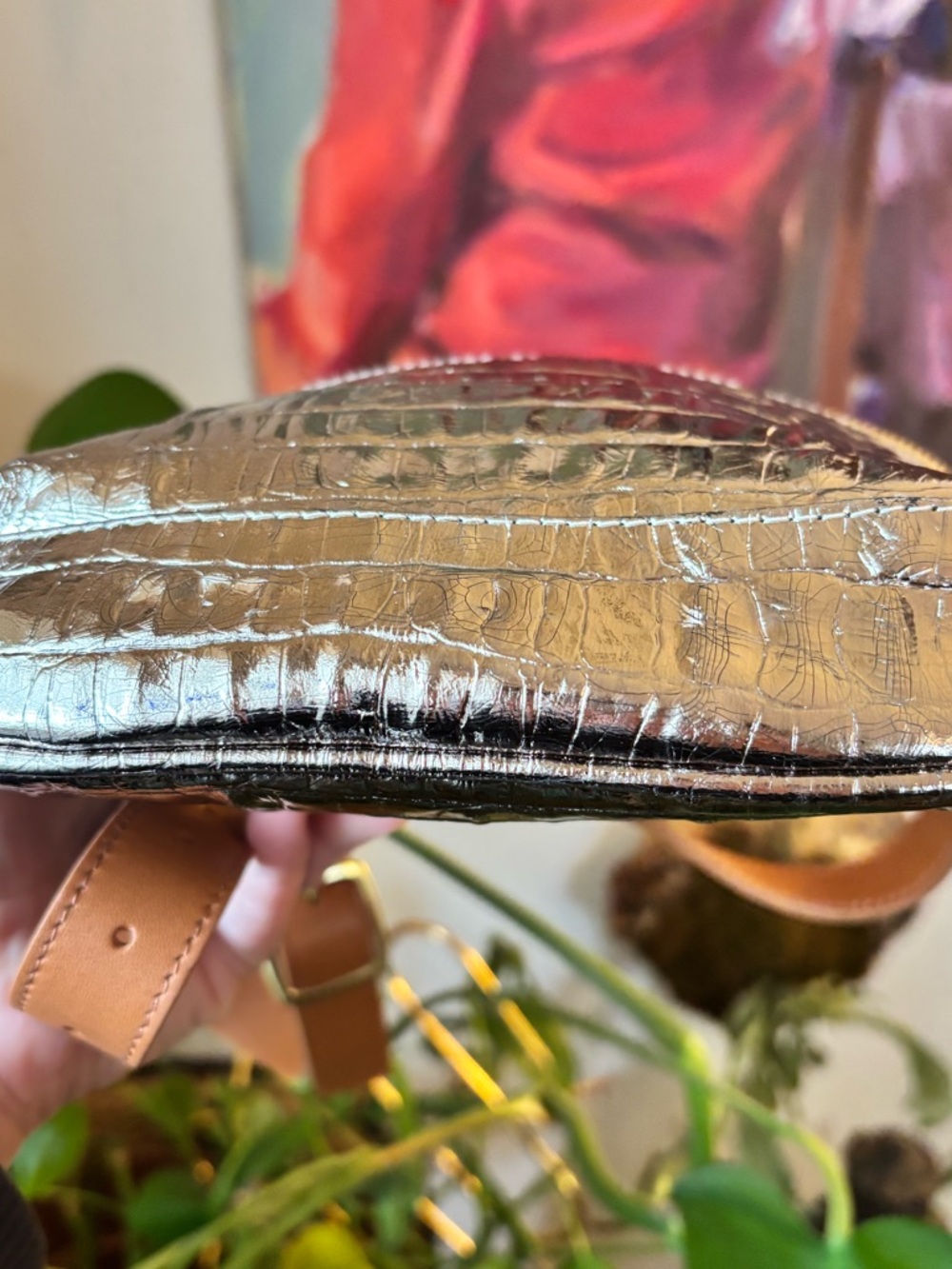 Clare V Silver Fanny Pack - Croc Embossed Leather - EUC - Picture 7 of 16